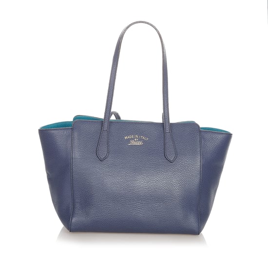 Vintage Gucci Swing Leather Tote Bag Blue - Image 1