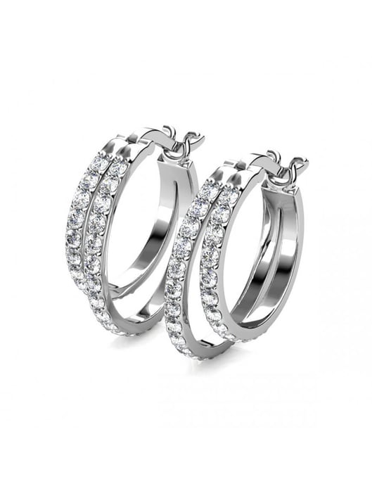 Duo-Ring-Ohrringe - Silber und Kristall - Image 4