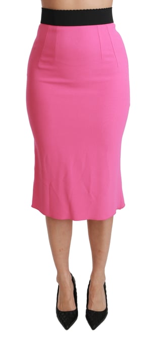 Dolce & Gabbana Women's Pink High Waist Pencil Cut Midi Viscose Skirt - Image 1