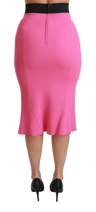 Dolce & Gabbana Women's Pink High Waist Pencil Cut Midi Viscose Skirt - Image 5