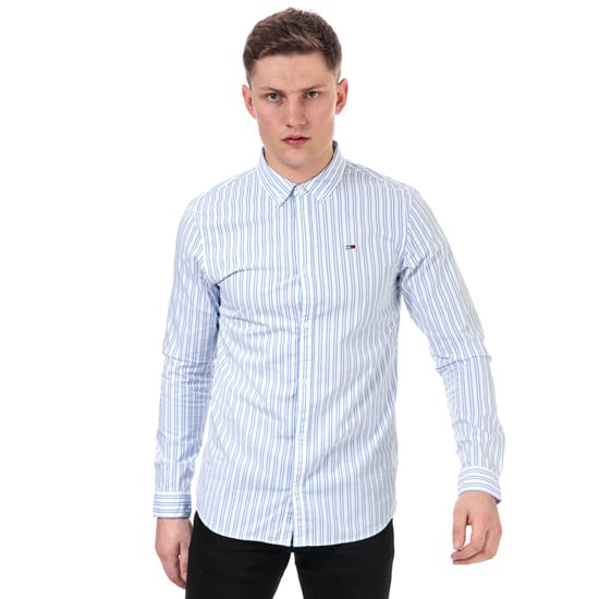 Men's Tommy Hilfiger Stripe Stretch Poplin Shirt in White