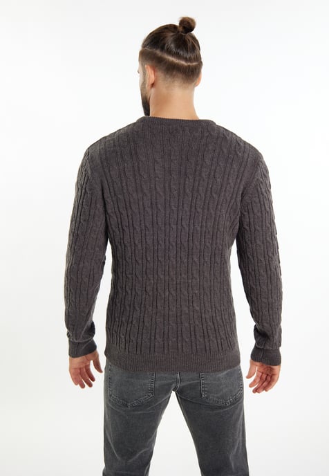 Dreimaster Strickpullover Herren grau melange - Image 4