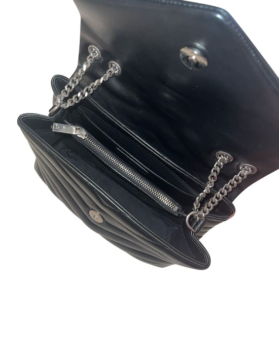 Saint Laurent Kleine Loulou Schultertasche aus schwarzem Leder - Image 5