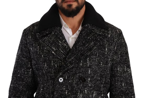 Dolce & Gabbana Schwarzer Wolle Doppelreiher Mantel Herrenjacke - Image 4