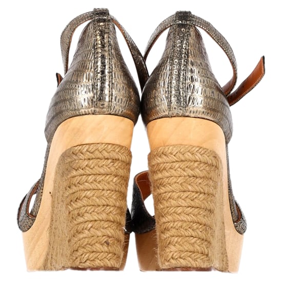 Lanvin Schlangenpräge Espadrille Slingback Keilabsätze aus silbernem Leder - Image 5
