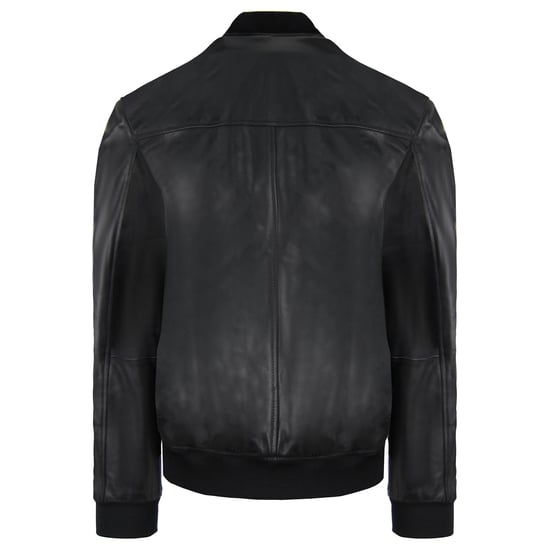 Emporio Armani Leather Mens Black Bomber Jacket