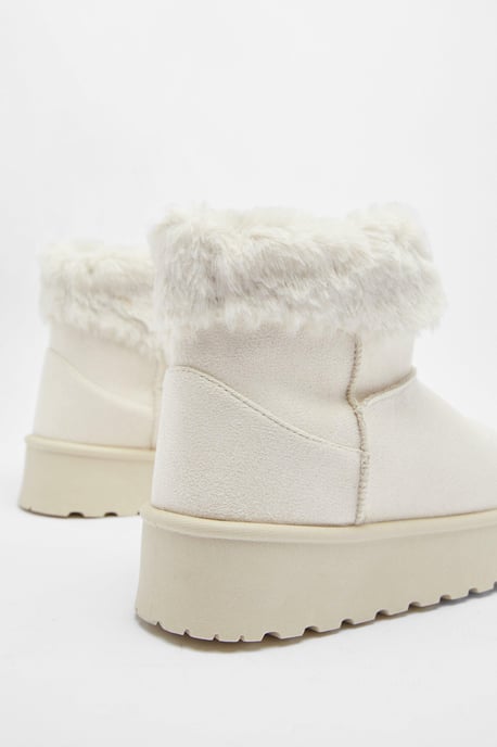 Faux Fur Platform Mini Ankle Boots