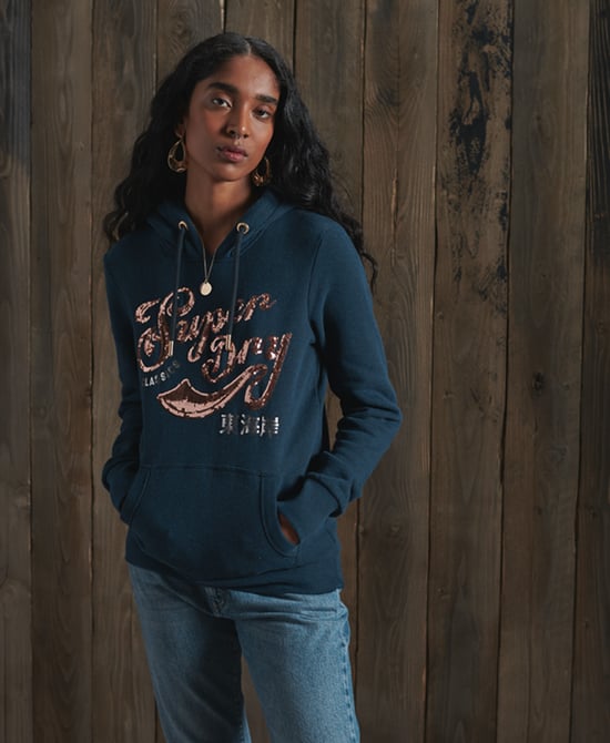 Superdry Script Sequin Hoodie