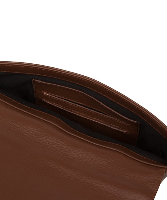 'Zoey' Dark Tan Nappa Leather Cross Body Bag