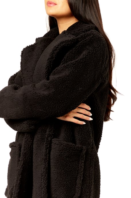 Faux Fur Longline Teddy Overcoat