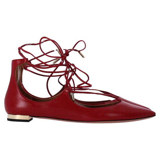 Aquazzura Christhy Schnür-Ballerinas aus rotem Leder - Image 1