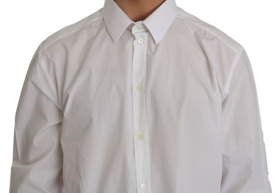 Dolce & Gabbana Weißes 100% Baumwolle GOLD Slim Hemd für Herren - Image 4