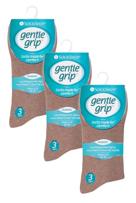 Gentle Grip - 9 Paar nicht elastische Socken aus weicher Baumwolle für Herren - Braun - Image 2