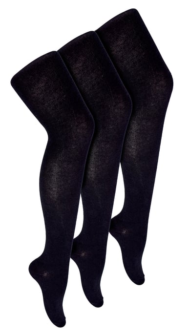3 Paar Multipack Mädchen Schulstrumpfhosen | Wärmehalter | Einfache blickdichte Strumpfhosen für Mädchen - Navy - Image 1
