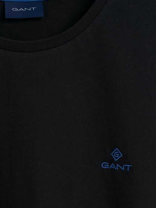 Gant | Mens Rundhals T-Shirt Kontrast Logo - schwarz - Image 4
