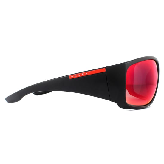 Prada Sport Wrap Mens Black Dark Drey Blue Red Mirror Sonnenbrillen - Image 4