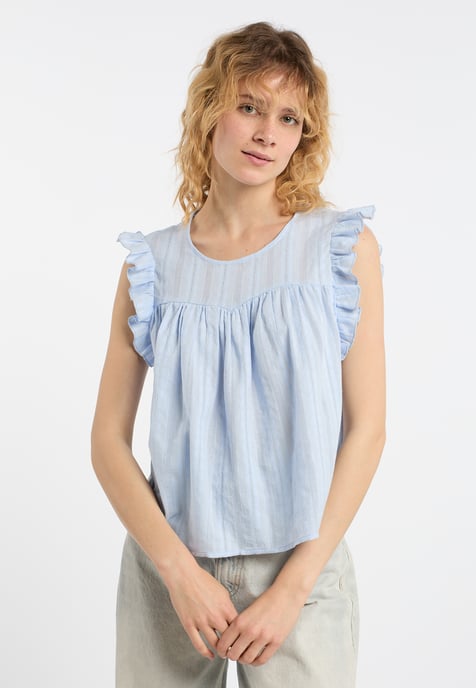 Dreimaster Bluse Damen Hellblau - Image 3
