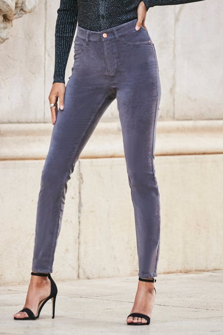 Grey Velvet Skinny Jeans