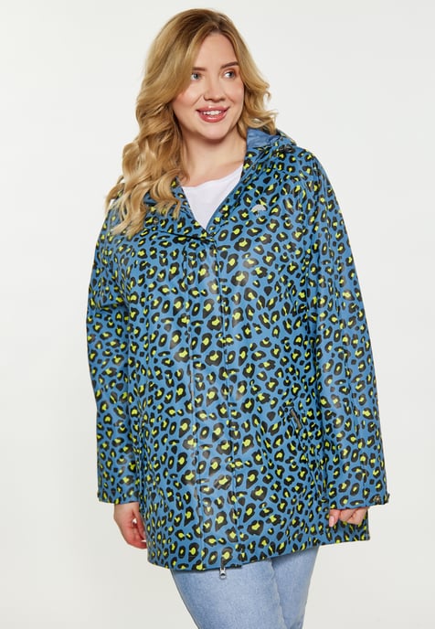 Schmuddelwedda Regenjacke Damen Stahlblau Limette Leo - Image 3