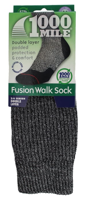 1000 Mile - Damen Fusion Repreve Doppel-Lagen Anti-Blasen Wandersocken - Anthrazit / Schwarz - Image 2