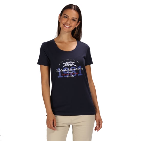 Regatta Damen T-Shirt Filandra III mit Grafikdruck (Marineblau) - Image 3