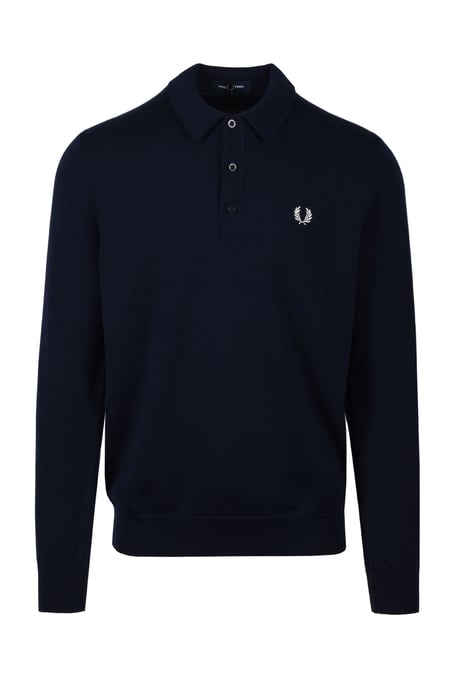 Polo Manches Longues Classic Fred Perry Pour Homme en Bleu Marine - Image 1