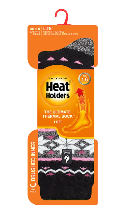Heat Holders Lite - Womens isoliert thermische Socken | Mehrere Designs einschließlich Argyle Streifen Herzen Sterne | Warme Socken für den Winter - Schwarz (Lima) - Image 2