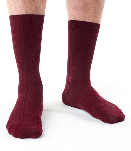 Steven - Socken aus Merinowolle für Herren mit lockerem, weichem Oberteil für geschwollene Füße - Burgunderrot - Image 2