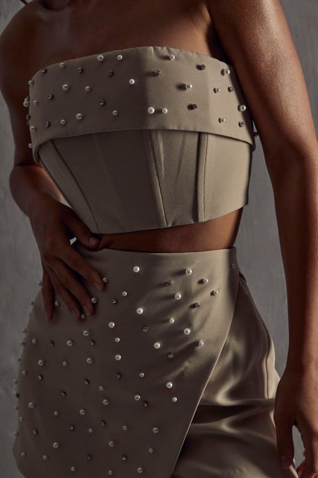 Pearl Embellished Tailored Skort