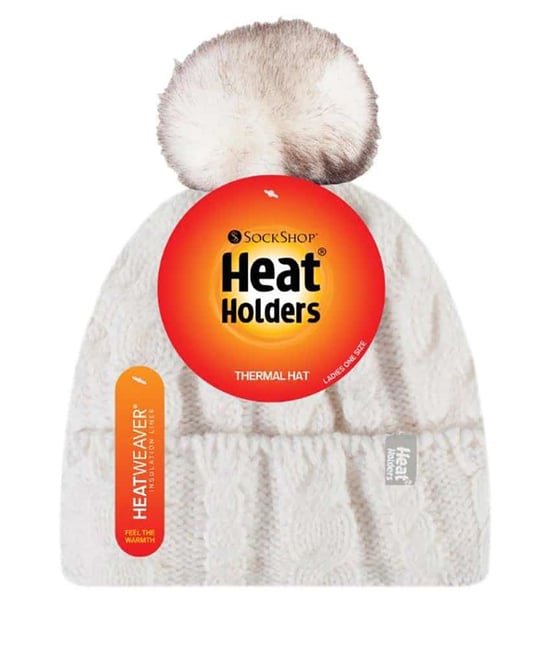 Wärmehalter - Damen Strickfleece gefütterte Thermo-Bommelmütze mit Pom Pom - Image 2