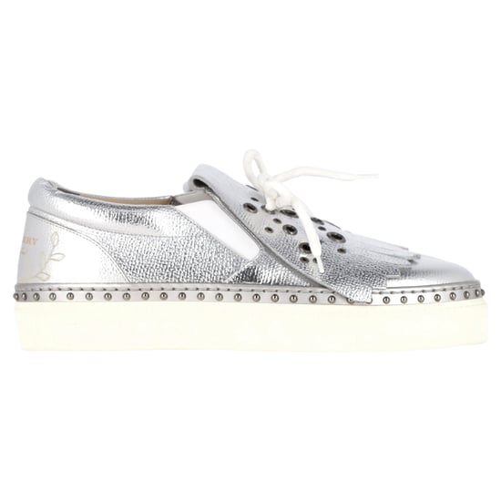 Burberry Kiltie Fransen Detail Slip-On Sneaker Metallic Silber Leder - Image 1