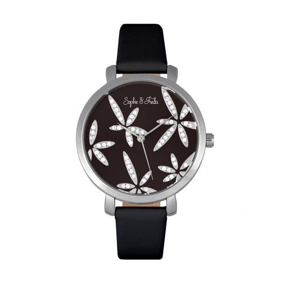 Sophie & Freda Key West Leather-Band Watch w/Swarovski Crystals