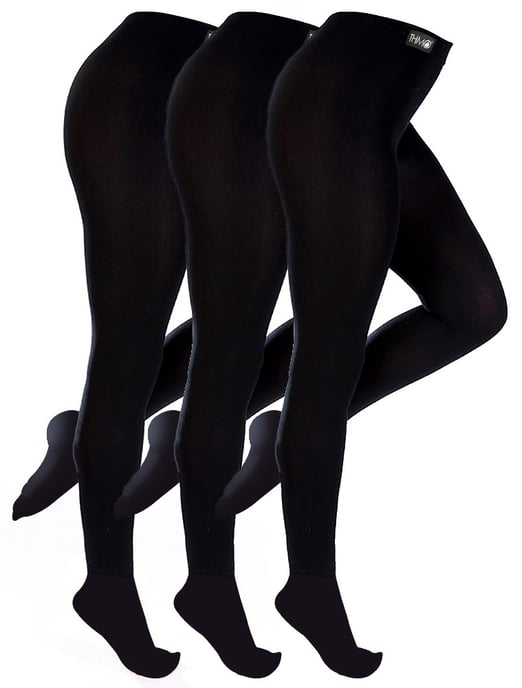 3 Paar Multipack Damen Thermostrumpfhosen | THMO | Schwarz Winter Fleece gefütterte Strumpfhosen für Damen - Schwarz - Image 1
