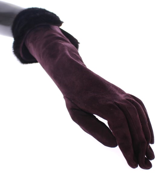 Dolce & Gabbana Women's Purple Mink Fur Goatkin Suede Leather Gloves (Gants en cuir de chèvre en fourrure violette) - Image 3