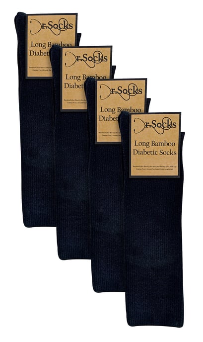Mens Knee High Diabetiker Socken | Dr.Socks | Extra Wide Loose Long Bamboo Socken für geschwollene Beine - Schwarz - Image 2