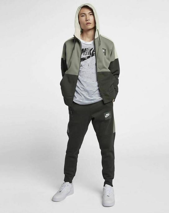 Nike Air Herren Zip durch Trainingsanzug Set Olive Grün - Image 1