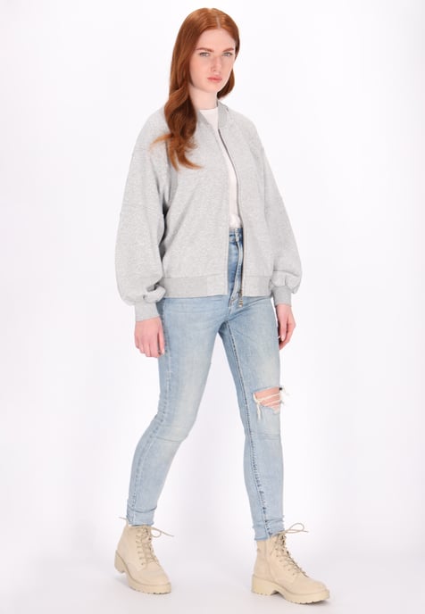 Dreimaster Sweatjacke Damen Grau Melange - Image 2