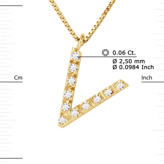 DIADEMA - Necklace with Diamonds - V - Yellow Gold