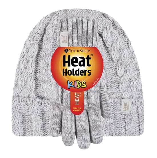 Wärmehalter - Mädchen Kabel gestrickt Pompom Wintermütze und Handschuhe Set - Image 2