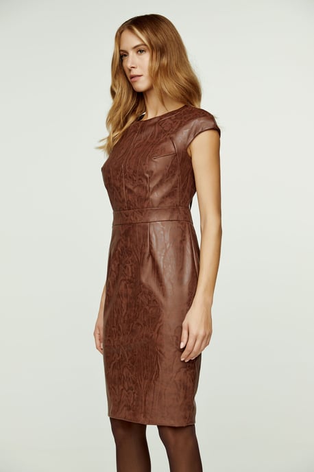 Chocolate Brown Faux Leather Dress