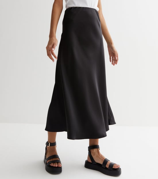 Satin Bias Cut Midi Skirt