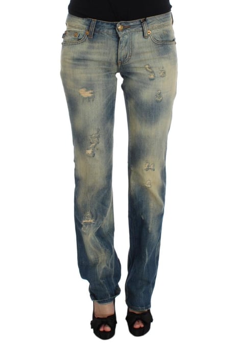 Cavalli Damen Blue Wash Baumwoll Slim Fit Bootcut Jeans - Image 1