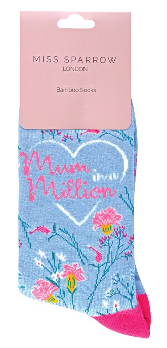 Miss Sparrow Damen-Mama-Socken | Blumengemusterte Bambussocken | Atmungsaktiv weich | Geschenke für Mütter zum Muttertag (blau) - Image 2