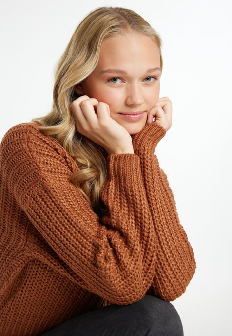 Mymo Strickpullover Damen hellbraun - Image 5