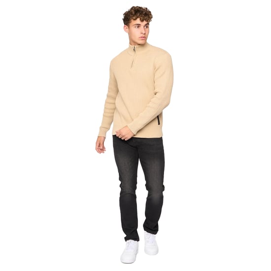 Crosshatch - "Havaline" Pullover mit kurzem Reißverschluss für Herren (Weizen) - Image 4