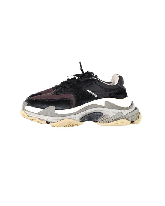 Balenciaga Triple S Sneakers aus schwarzem und burgunderfarbenem Wildleder - Image 4