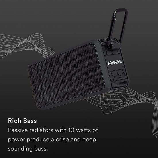 Aquarius Portable & Waterproof BluetoothSpeaker-High Quality Sound & Bass, Black