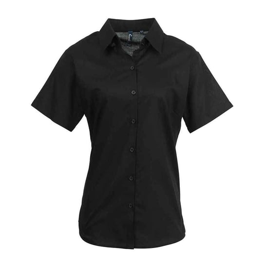 Premier Womens/Ladies Signature Pearlised Oxford Short-Sleeved Shirt (Black)