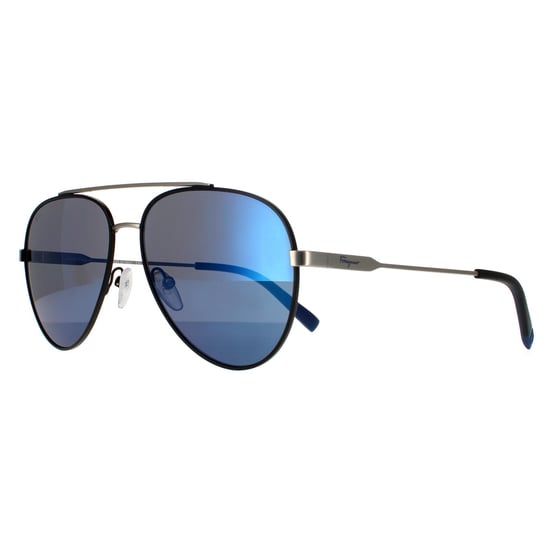 Salvatore Ferragamo Aviator Herren schwarz matt dunkel Ruthenium Flash blau Himmel 90041091 - Image 2