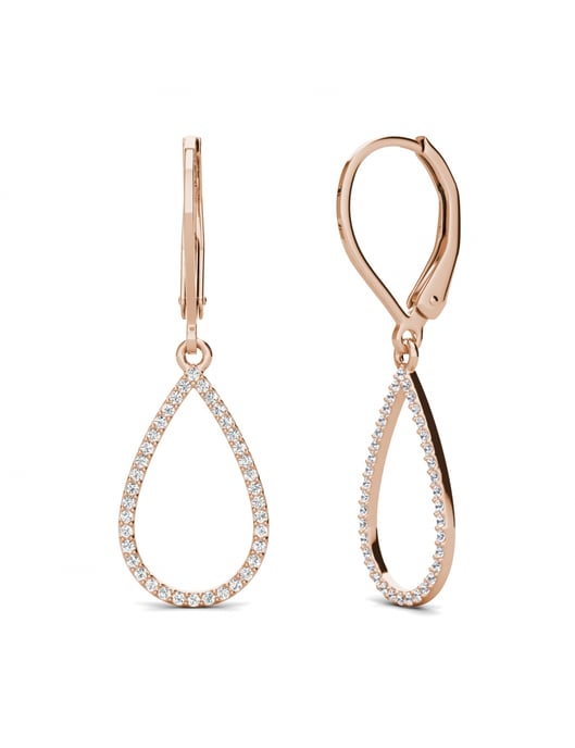 Laelia Ohrringe mit baumelndem Ring - Rose Gold und Kristall - Image 1